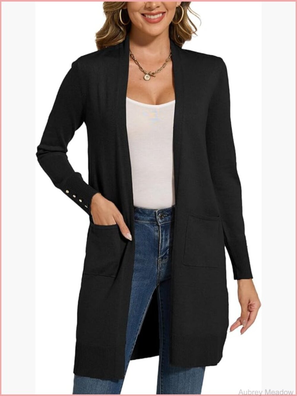 Women's Long Dressy Cardigan Sweater with Pockets Lightweight Duster Coat